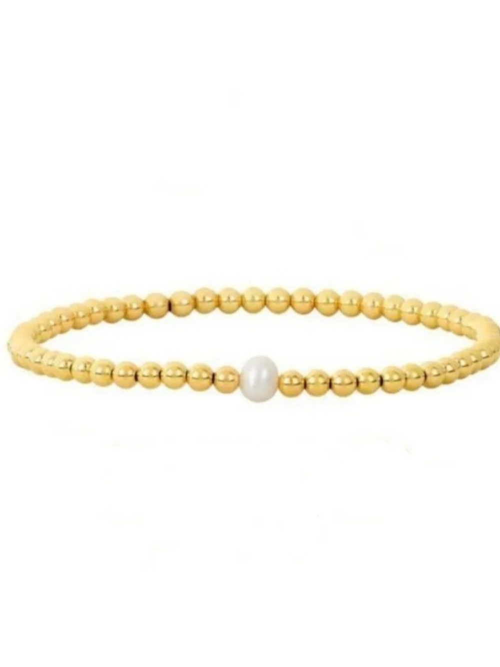 Freshwater Pearl Gold Beads Stretch Bracelet - Picture 7 of 11